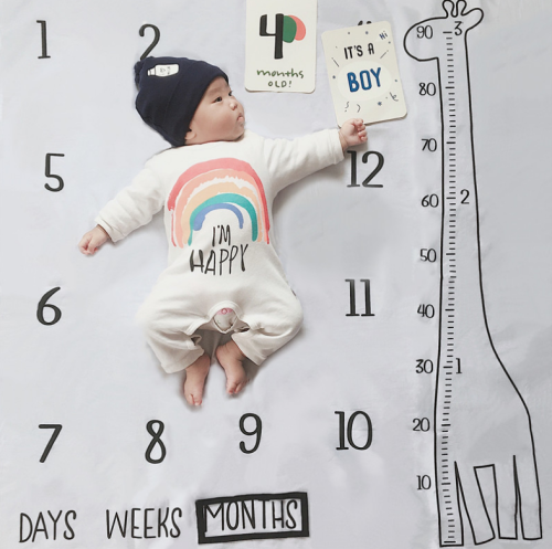 (Жираф) Фон для фотосъемки младенцев, детский игровой коврик с календарем, одеяла для заднего фона фото 2
