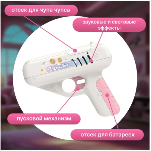 Игрушка Пистолет с чупа чупсом со светом (Пистолет леденец) в ассортименте фото 4