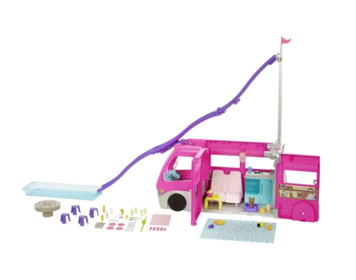 Барби Кемпер DreamCamper Автомобильный игровой набор Barbie Camper HCD46 с горкой и бассейном фото 2