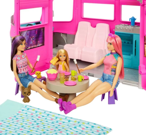 Барби Кемпер DreamCamper Автомобильный игровой набор Barbie Camper HCD46 с горкой и бассейном фото 4