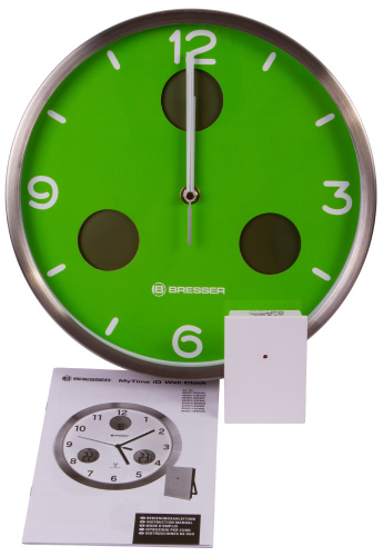Часы настенные Bresser MyTime io NX Thermo/Hygro, 30 см, зеленые фото 5