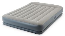 intex 64118 надувная кровать матрас ,Pillow Rest Mid-Rise Airbed (152x203x30 см) + встроенный электронасос 220V