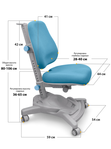 Комплект Mealux Winnipeg Multicolor BL (арт. BD-630 MG + BL + кресло Y-418 KBL) - (стол+кресло) / столешница белый дуб, накладки голубые и серые фото 6