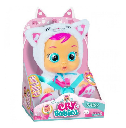 (Белый котик) Кукла IMC Toys Cry Babies Плачущий младенец Дейзи Daisy 31 см, 91658