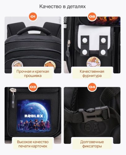 Рюкзак школьный городской (майнкрафт) с аксессуарами (анатомическая спинка) фото 6