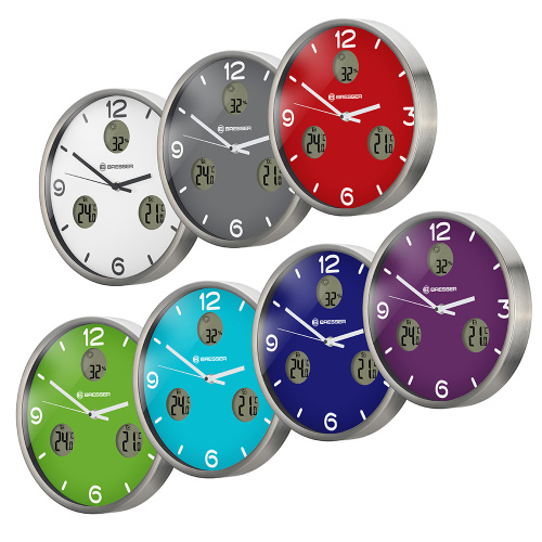 Часы настенные Bresser MyTime io NX Thermo/Hygro, 30 см, фиолетовые фото 2