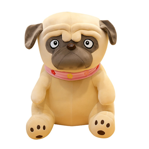 (розовый ошейник) 30 см Мягкая игрушка Мопс Sad Pug (Сердитый Мопс)