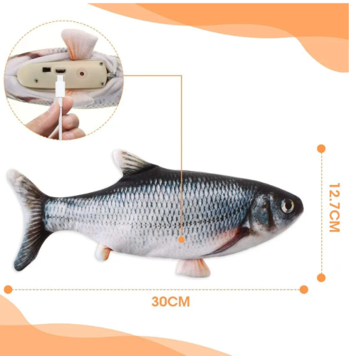 Интерактивная игрушка-рыба с двигающимся хвостом Танцующий карп, USB-зарядка фото 6