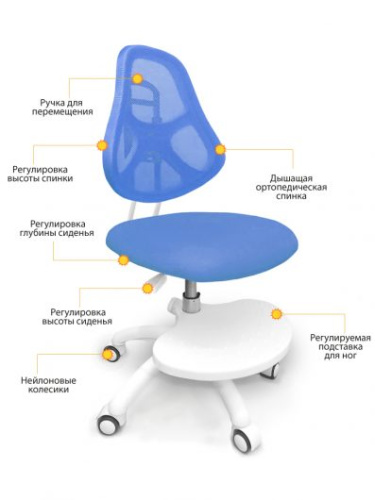 Комплект парта Ergokids TH-320 Blue + кресло ErgoKids BL (арт.TH-320 W/BL + Y-400 BL) фото 3