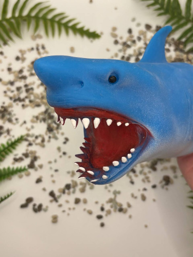 пл (серая) Игрушка на руку Акула / Игрушка перчатка (игрушка в ванную)  фото 11