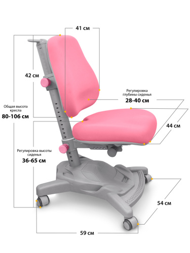 Комплект Winnipeg Multicolor PN (арт. BD 630 WG + PN + Y 418 KP)  - (стол+кресло) / столешница белая, накладки розовые и серые фото 6
