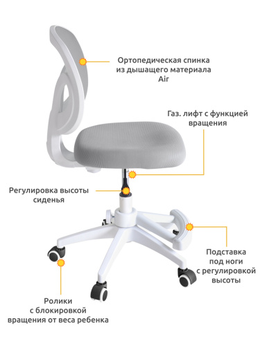 Детское кресло Ergokids Soft Air Lite Grey (арт.Y-240 Lite G) фото 2