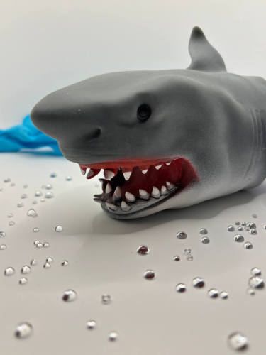 пл (серая) Игрушка на руку Акула / Игрушка перчатка (игрушка в ванную)  фото 7