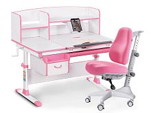Комплект парта и кресло Mealux EVO-50 (Y-528) (Цвет столешницы:Белый, Цвет обивки:Розовый, Цвет кромки:Розовый)