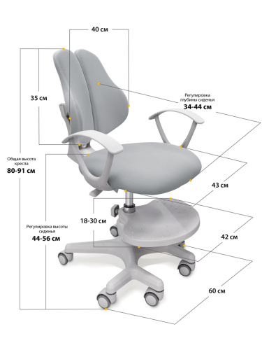 Детское кресло Mealux EVO Mio-2 (Y-408) (Цвет обивки:Серый, Цвет каркаса:Серый) фото 3