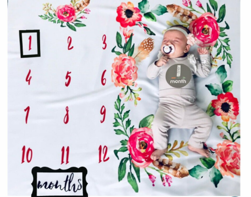 (с цветами) Фон для фотосъемки младенцев, детский игровой коврик с календарем, одеяла для заднего фона фото 3