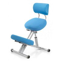 Smartstool KM01B Металлический коленный стул со спинкой (с газлифтом) с чехлом голубой